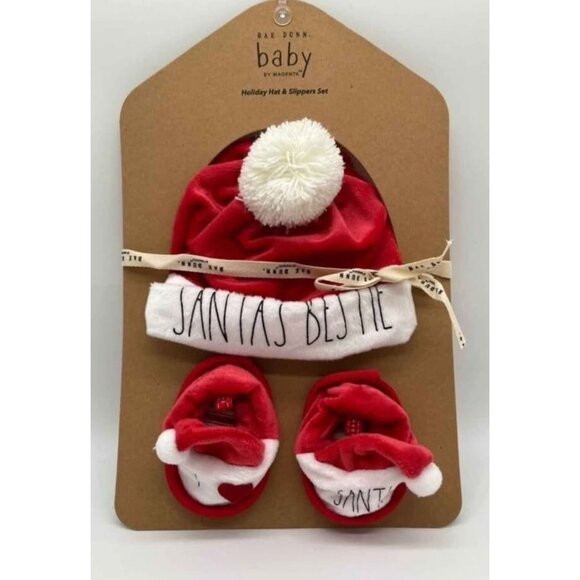 Rae Dunn Santa Hat / Slipper Set Baby NEW 0-6 months - Picture 3 of 6